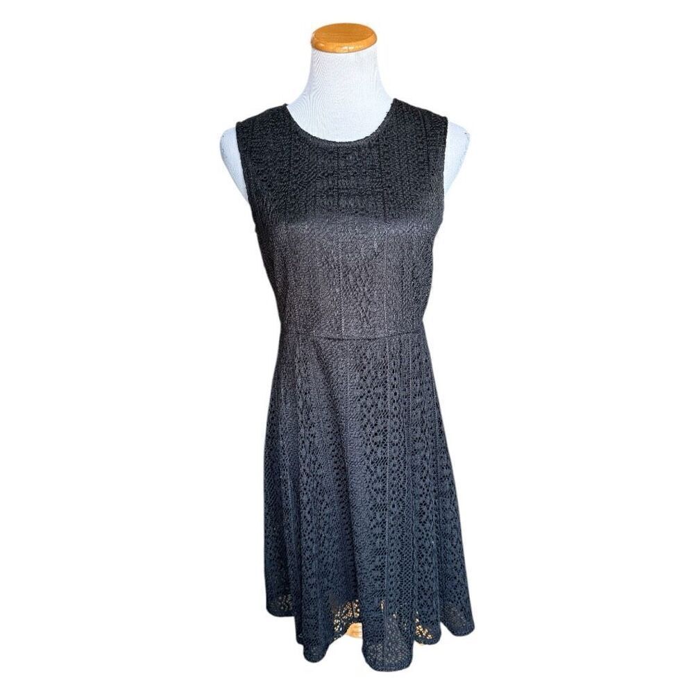 Womens Kim Rogers Petite Black Zipper Back Lace Sleeveless Party Dress - Sz PM M